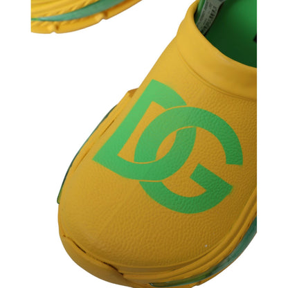 Dolce & Gabbana Yellow Green Rubber Clogs Men Slippers Men Shoes