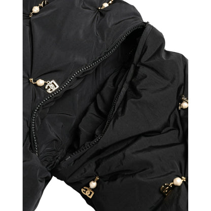 Dolce & Gabbana Black Embellished Quilted Shell Bomber Jacket