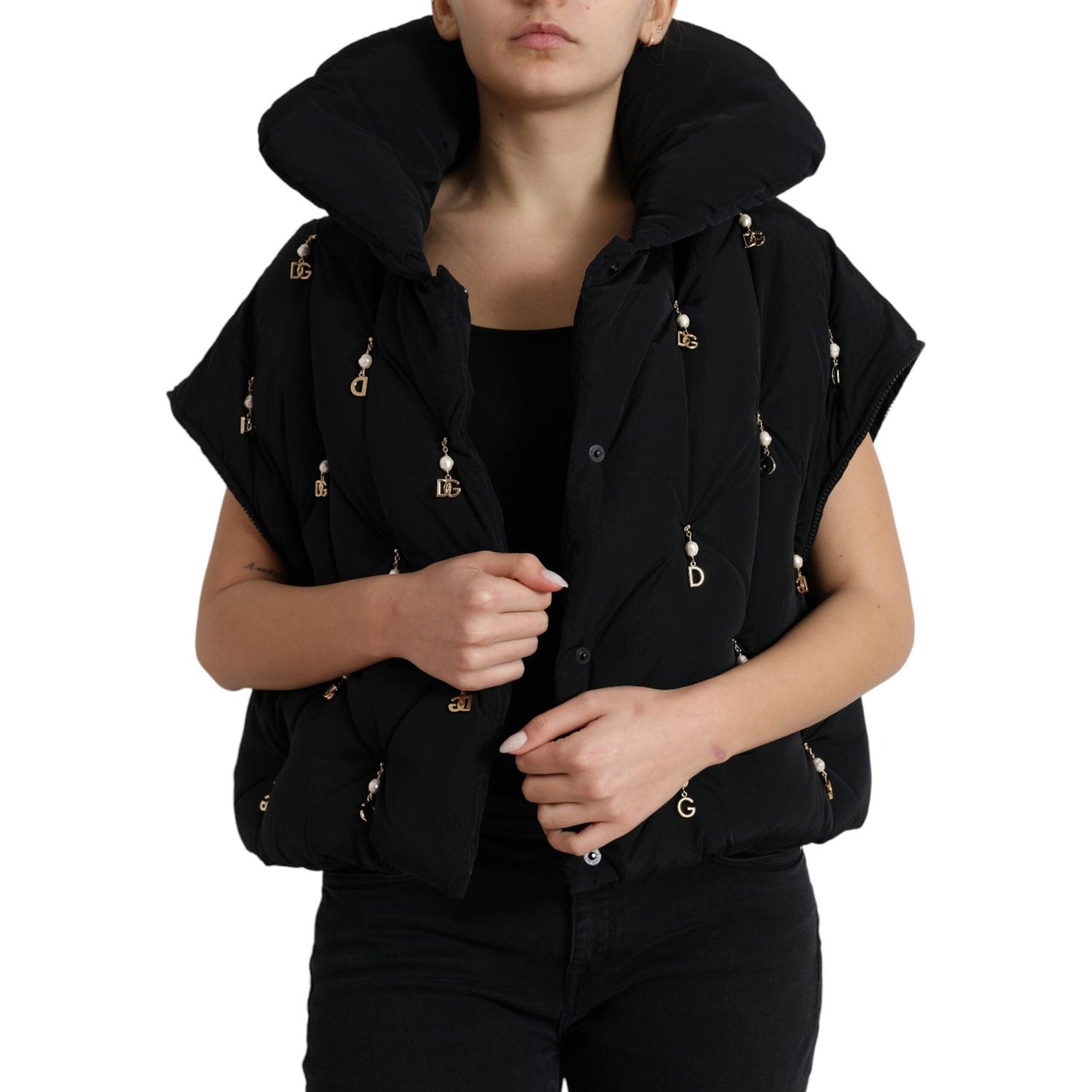 Dolce & Gabbana Elegant Quilted Jacket with Pearl Embellishment Dolce & Gabbana