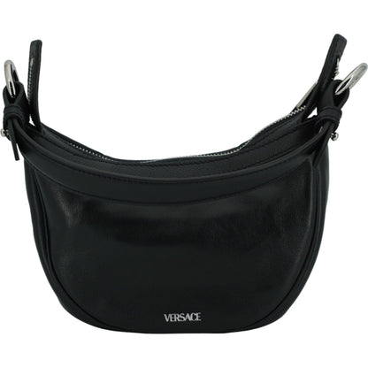 Versace Black Calf Leather Hobo Mini Shoulder Bag
