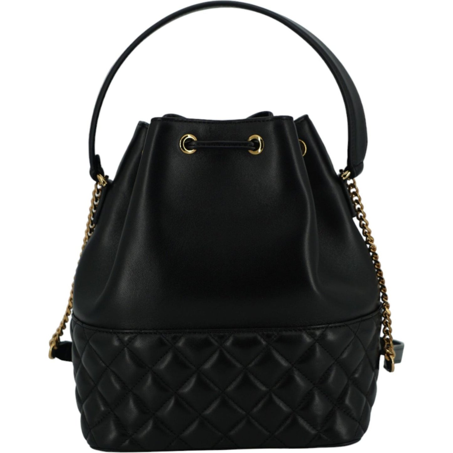 Versace Elegant Black Leather Medusa Bucket Shoulder Bag Versace