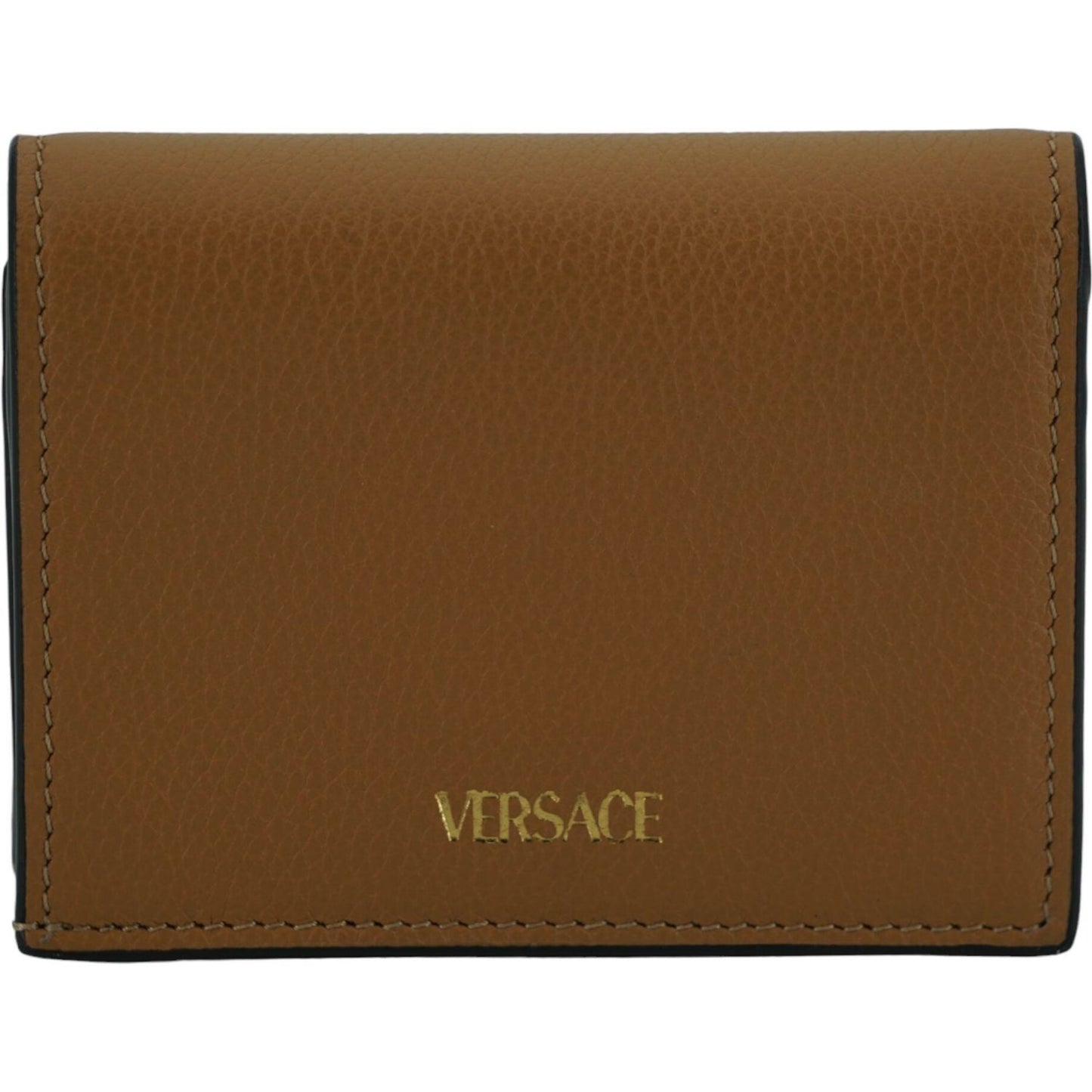 Versace Brown Calf Leather Compact Wallet