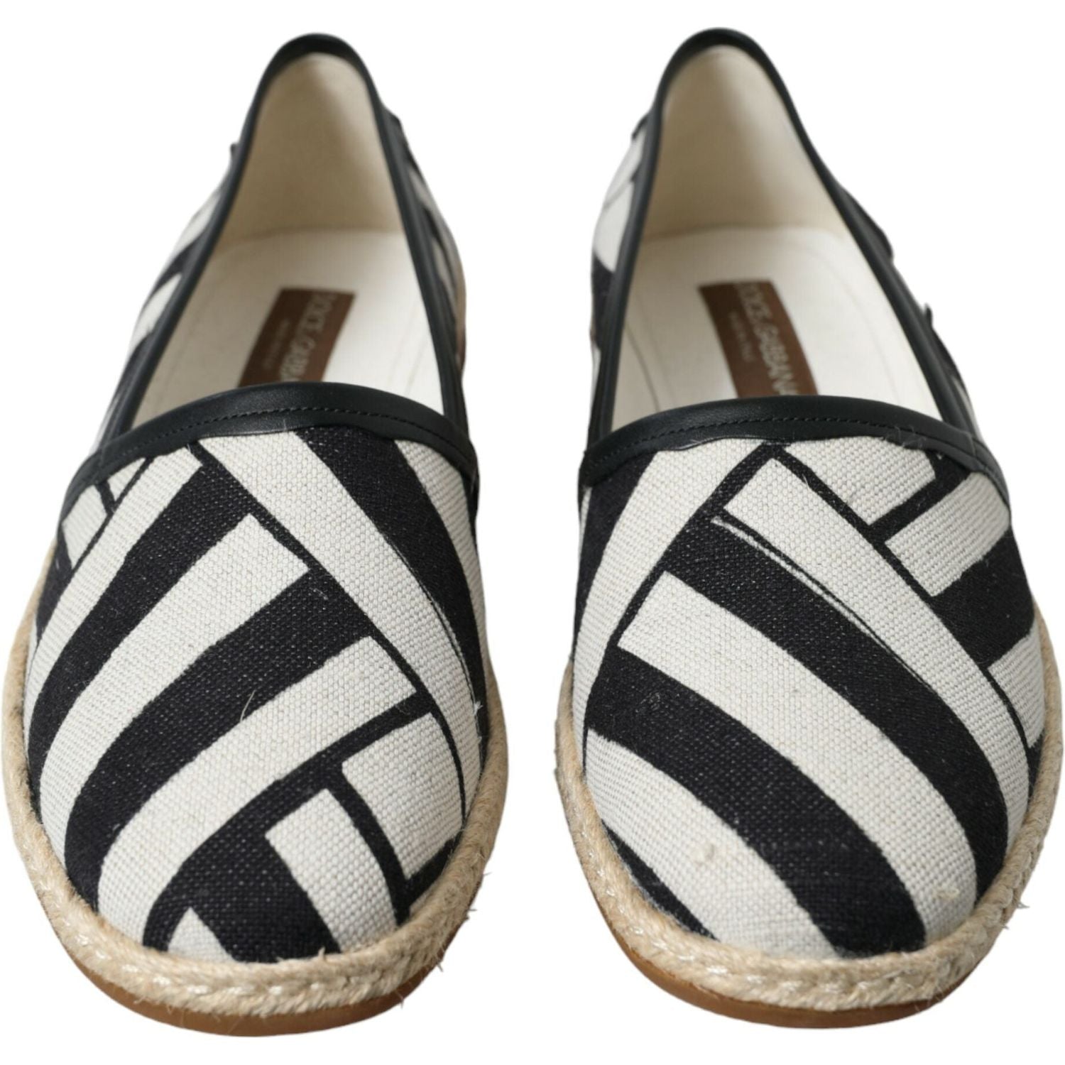 Dolce & Gabbana Beige Black Striped Canvas Espadrilles MONDELLO Shoes