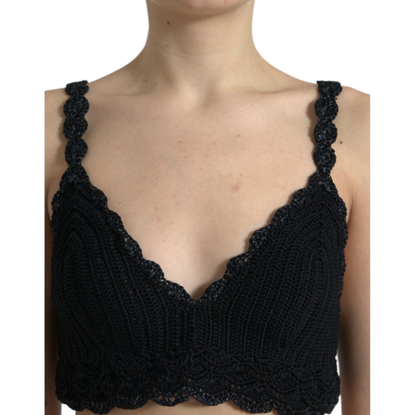 Dolce & Gabbana Elegant Black Crochet Corset Top Dolce & Gabbana