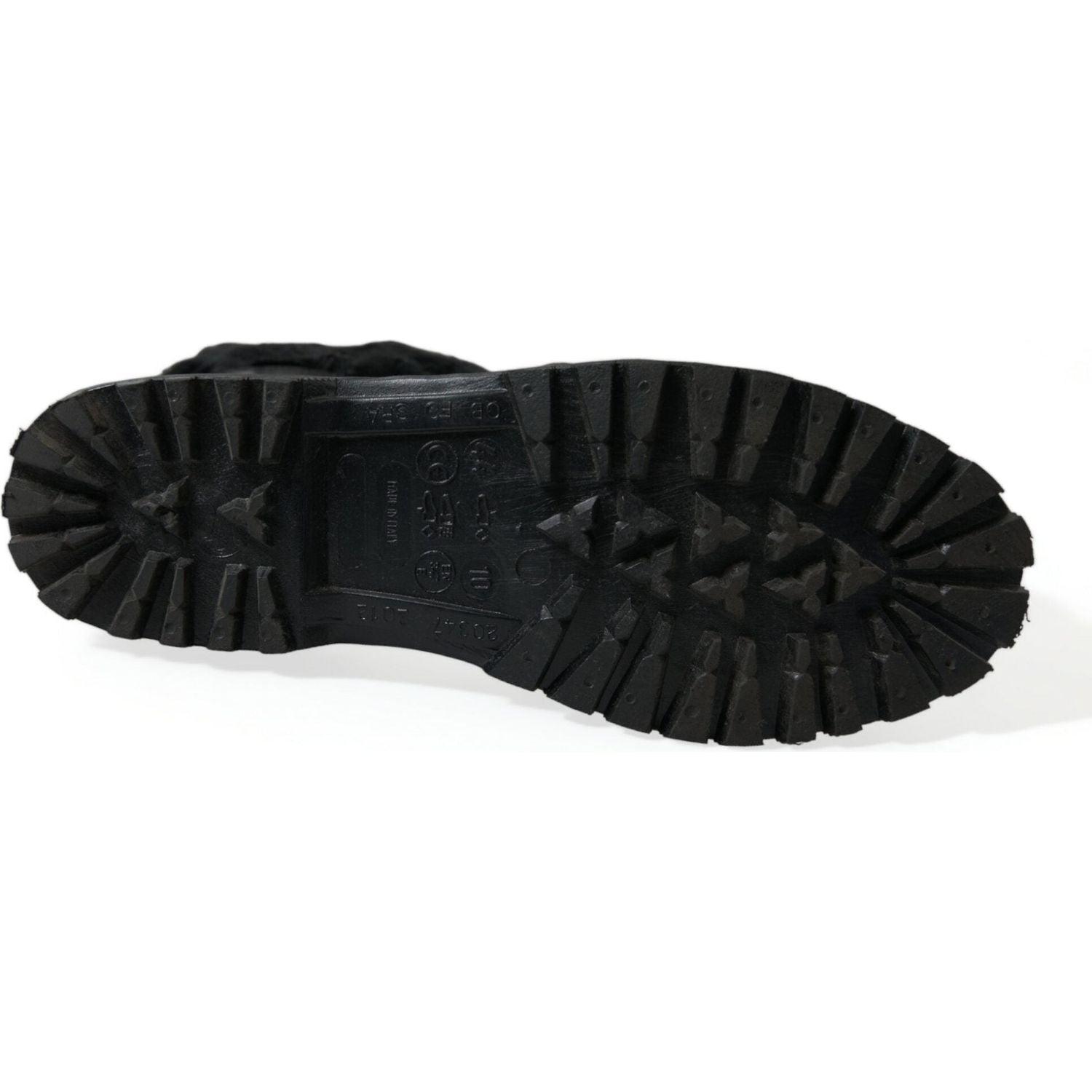 حذاء دولتشي آند غابانا الأنيق المصنوع من جلد الغنم الأسود بطول منتصف الساق