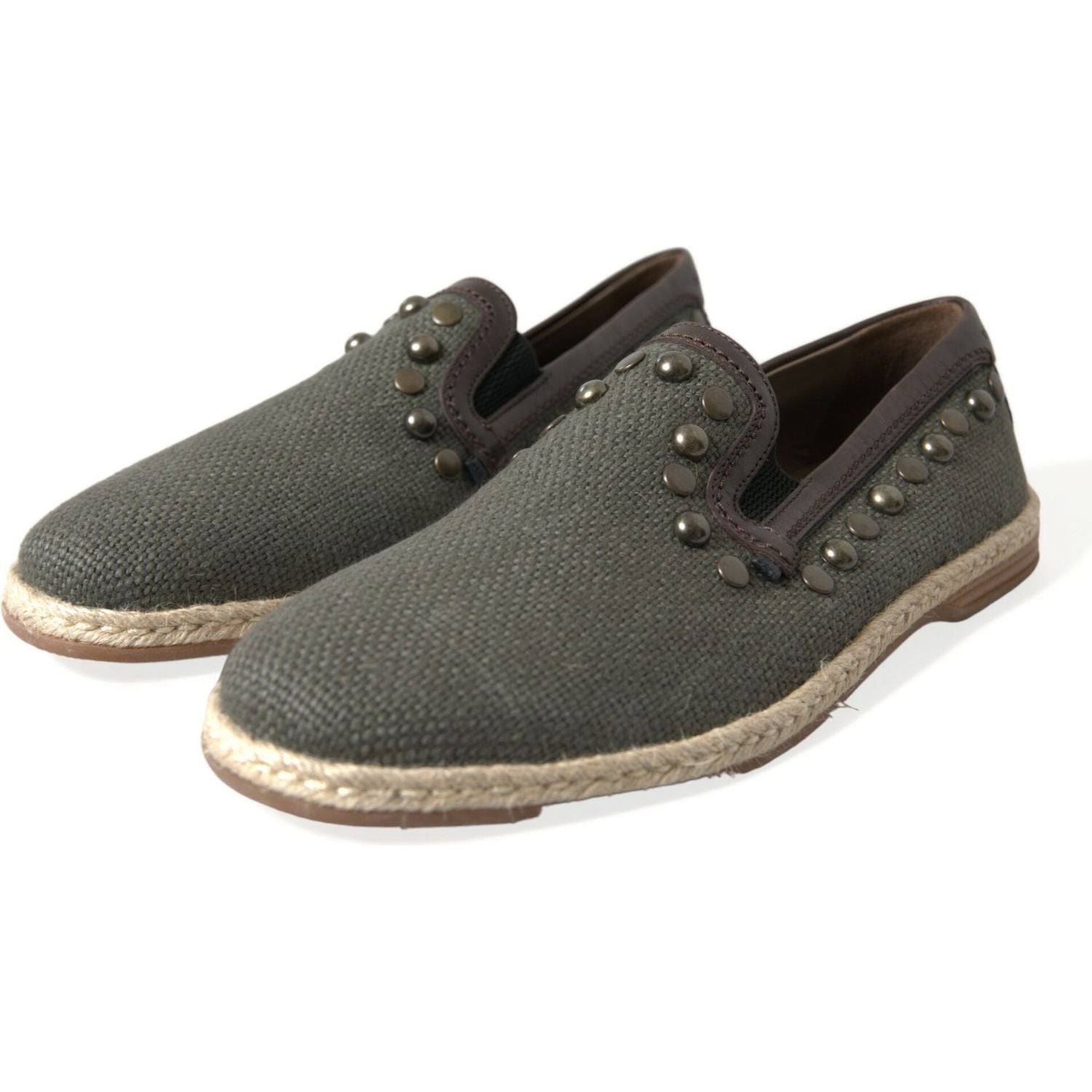 حذاء لوفر من قماش دولتشي آند غابانا مرصع بالمسامير