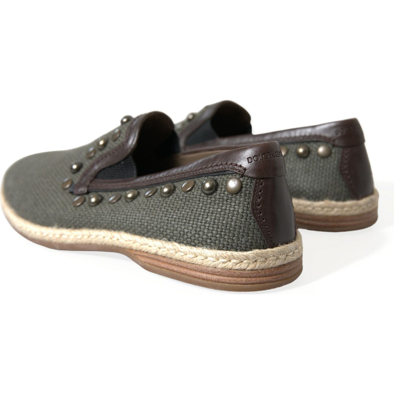 حذاء لوفر من قماش دولتشي آند غابانا مرصع بالمسامير