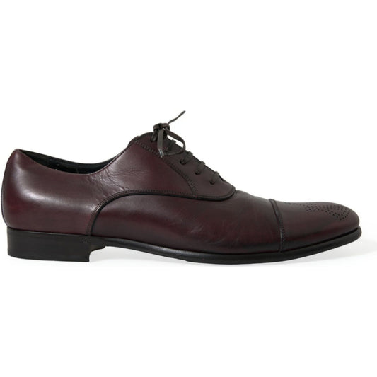 Dolce & Gabbana Elegant Burgundy Leather Derby Shoes Dolce & Gabbana