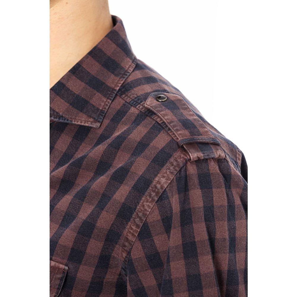 Jacob Cohen Burgundy Cotton Men Shirt Jacob Cohen