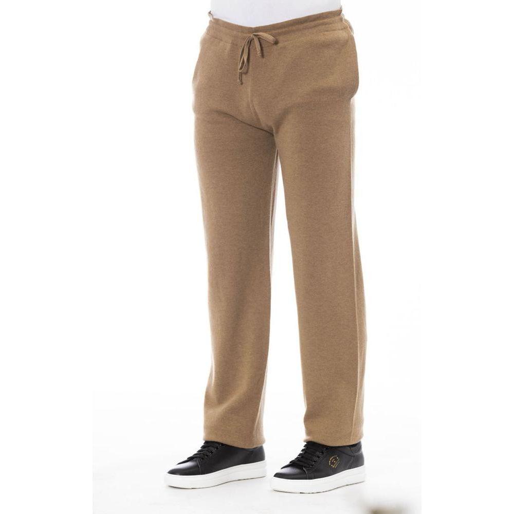 Alpha Studio Beige Linen Men Trouser Alpha Studio