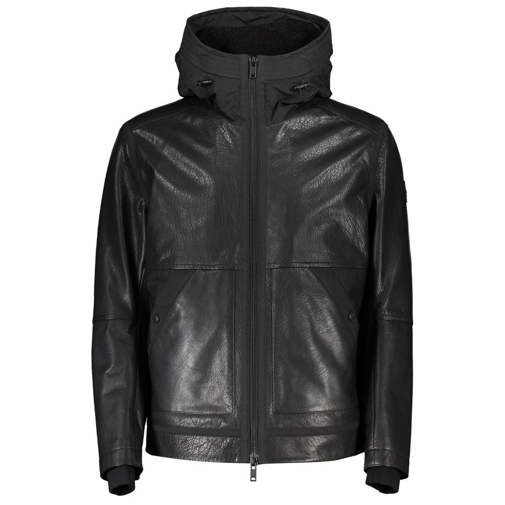 Hugo Boss Black Leather Men Jacket Hugo Boss