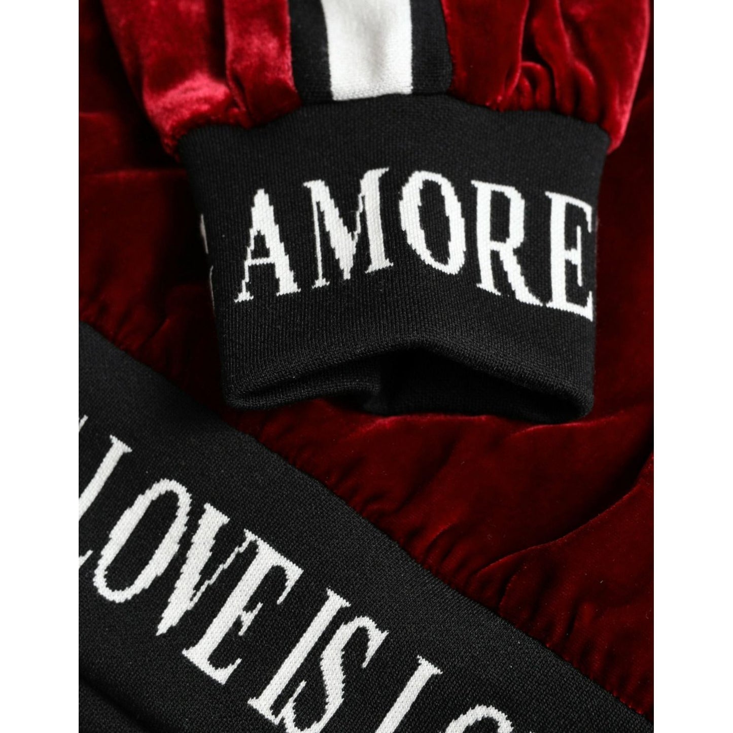 Dolce & Gabbana Bordeaux Velvet Round Neck Pullover Sweater