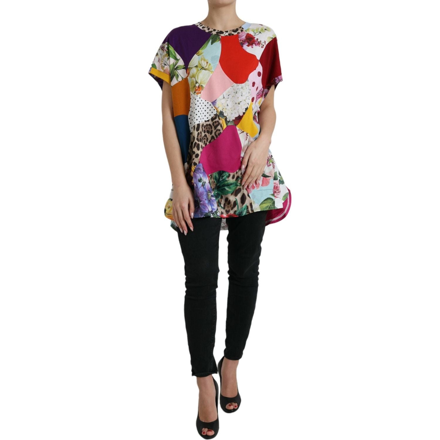 Dolce & Gabbana Multicolor Patchwork Cotton Silk Blouse Top