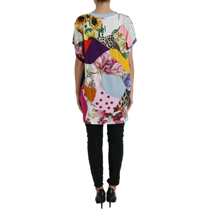 Dolce & Gabbana Multicolor Patchwork Cotton Silk Blouse Top