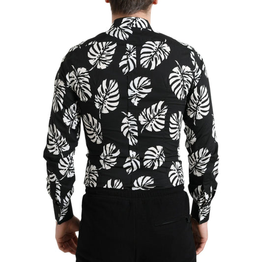 Dolce & Gabbana Elegant Leaf Print Slim Fit Dress Shirt Dolce & Gabbana