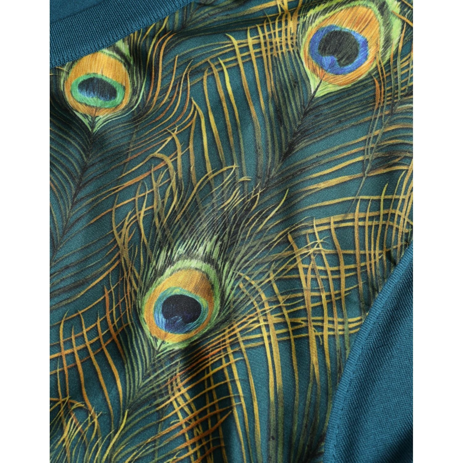 真丝 V 领孔雀羽毛毛衣