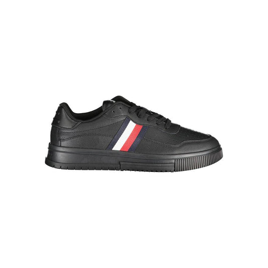 Tommy Hilfiger Black Leather Men Sneaker Tommy Hilfiger