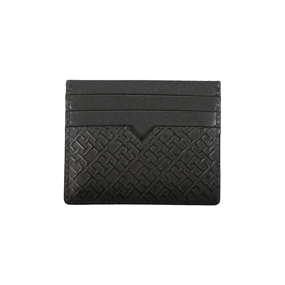 Tommy Hilfiger Sleek Black Leather Card Holder with Contrast Detail Tommy Hilfiger