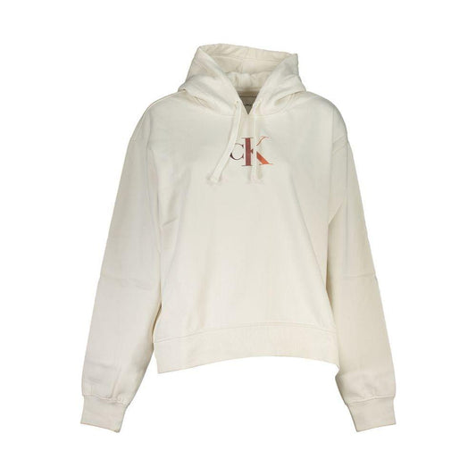 Calvin Klein Chic White Fleece Hooded Sweatshirt Calvin Klein