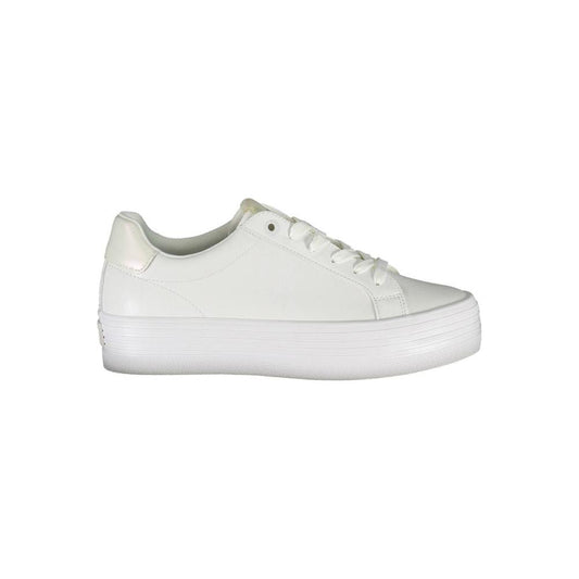 Calvin Klein Sleek White Lace-Up Sneakers with Contrast Detail Calvin Klein