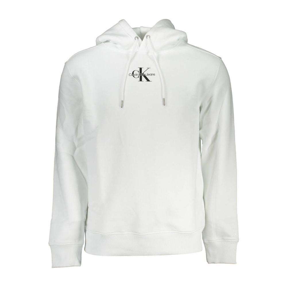 Calvin Klein Chic White Embroidered Hoodie with Eco-Conscious Touch Calvin Klein