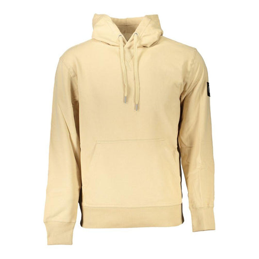 Calvin Klein Beige Brushed Cotton Hoodie with Central Pocket Calvin Klein