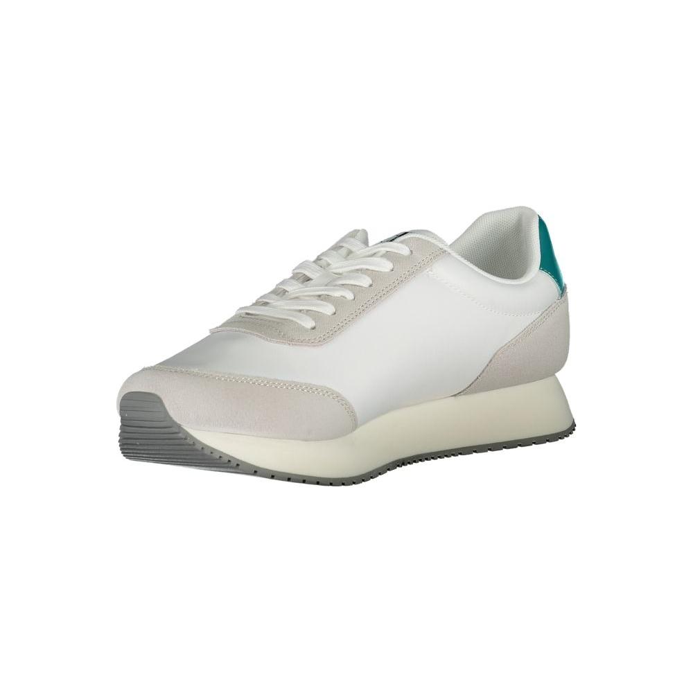 Calvin Klein Elegant White Lace-Up Sneakers with Contrasting Detail Calvin Klein