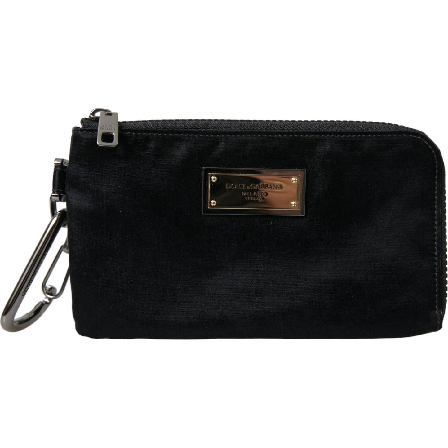 Dolce & Gabbana Sleek Designer Nylon-Leather Pouch in Black Dolce & Gabbana