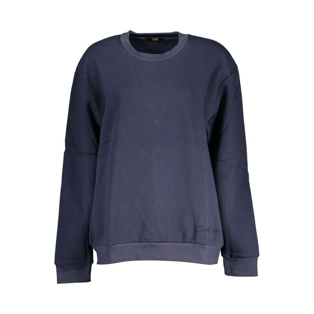 Cavalli Class Chic Blue Embroidered Fleece Sweatshirt Cavalli Class