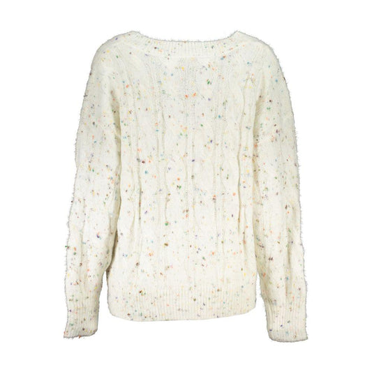 Desigual Chic Contrast V-Neck Sweater with Logo Detail Desigual