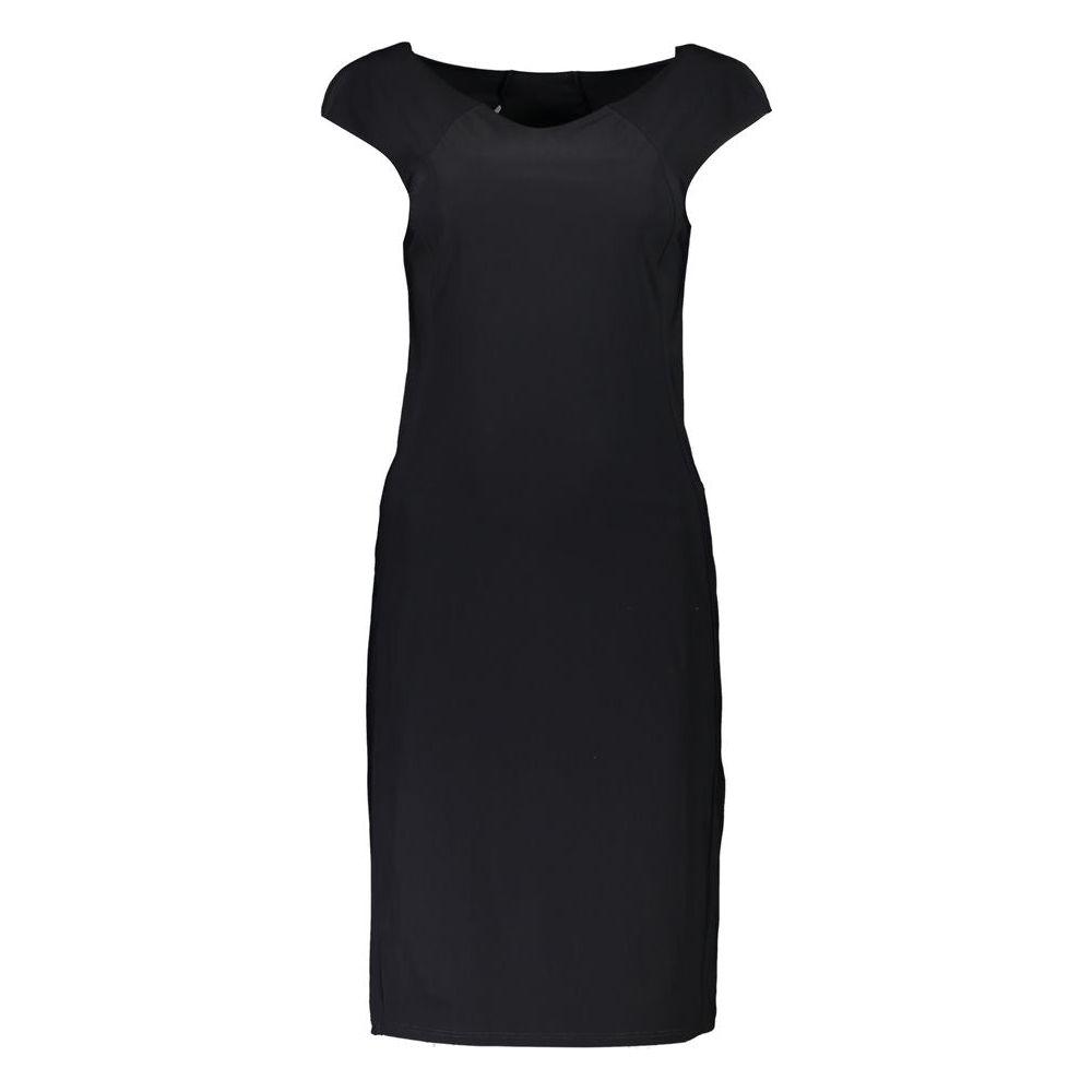 Patrizia Pepe Elegant Black Boat Neck Dress with Wide Straps Patrizia Pepe