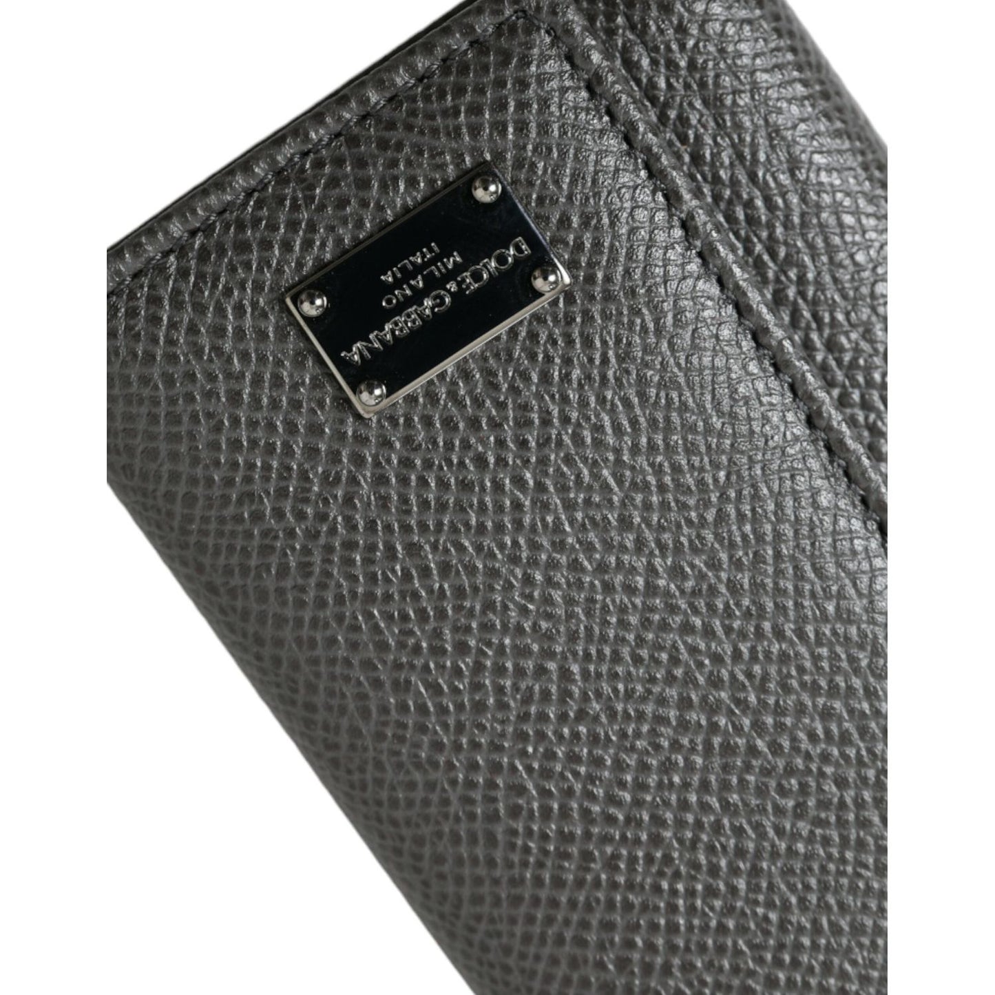 Dolce & Gabbana Chic Gray Leather Trifold Key Holder Dolce & Gabbana