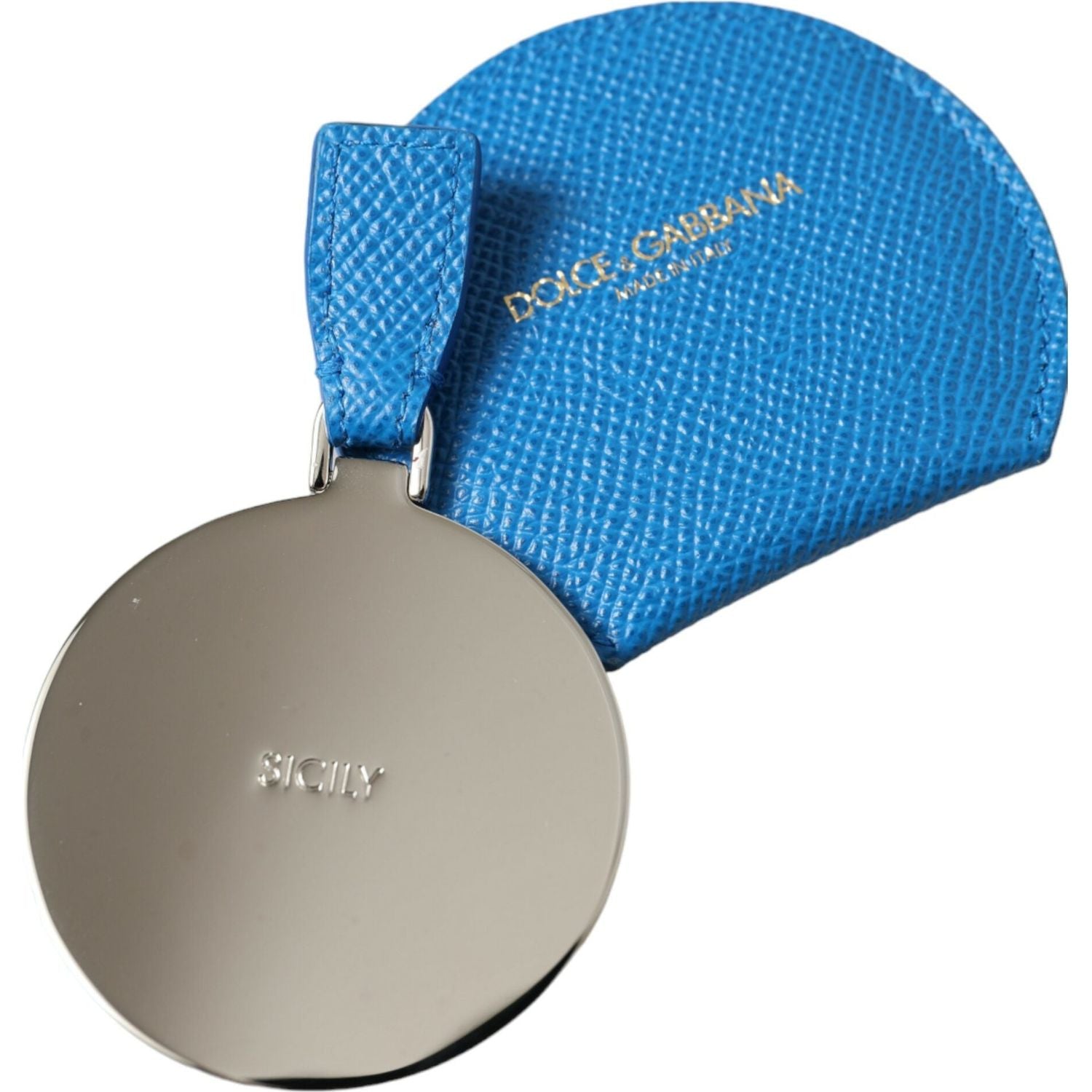حامل مرآة أنيق من الجلد باللون الأزرق من دولتشي آند غابانا