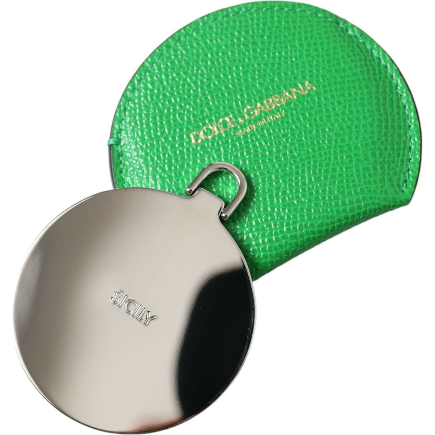 Dolce & Gabbana Emerald Leather Hand Mirror Holder Dolce & Gabbana