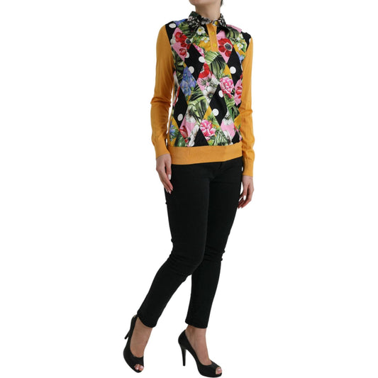 Dolce & Gabbana Multicolor Cashmere-Silk Blend Henley Sweater Dolce & Gabbana