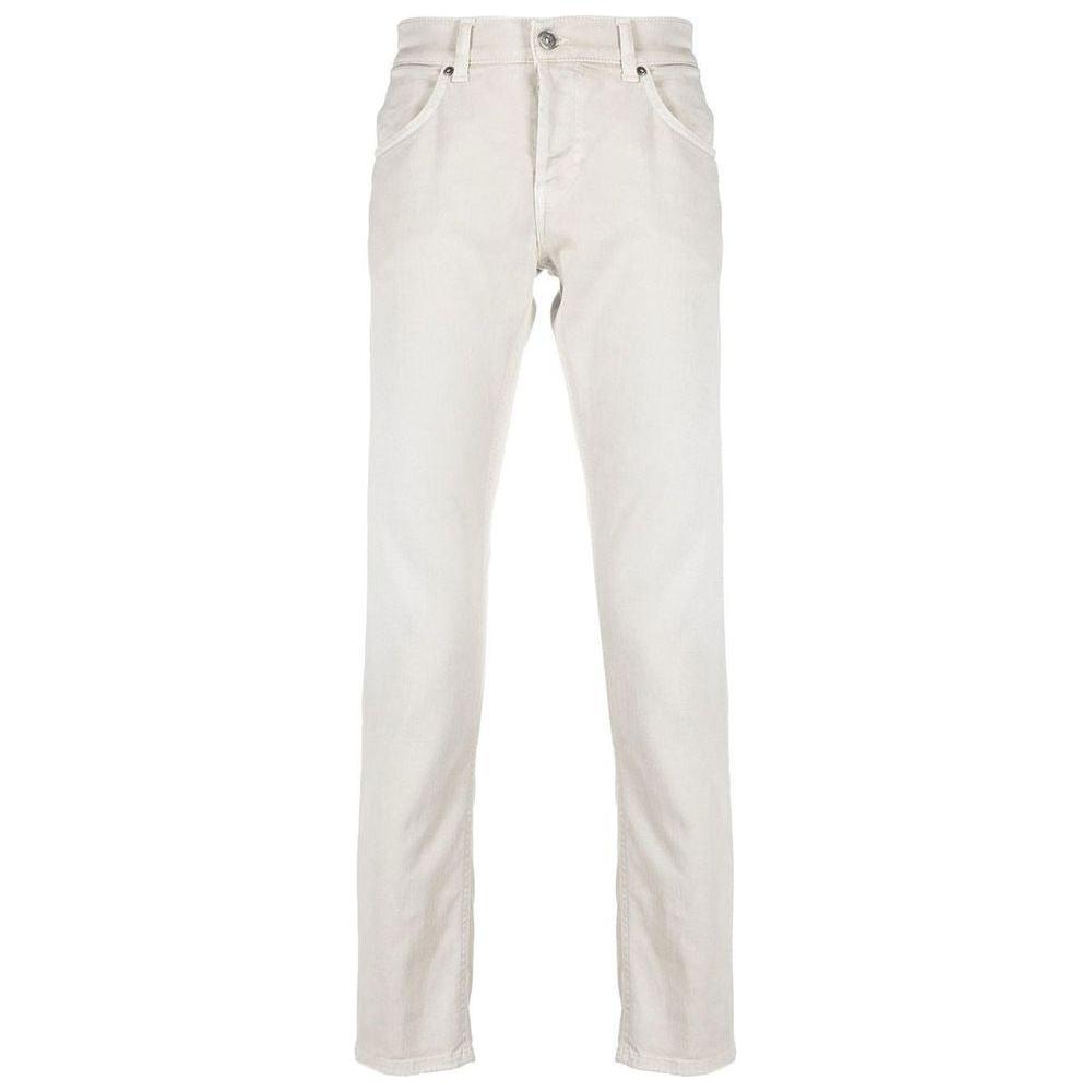 Dondup Cream-Colored Cotton Blend Trousers Dondup