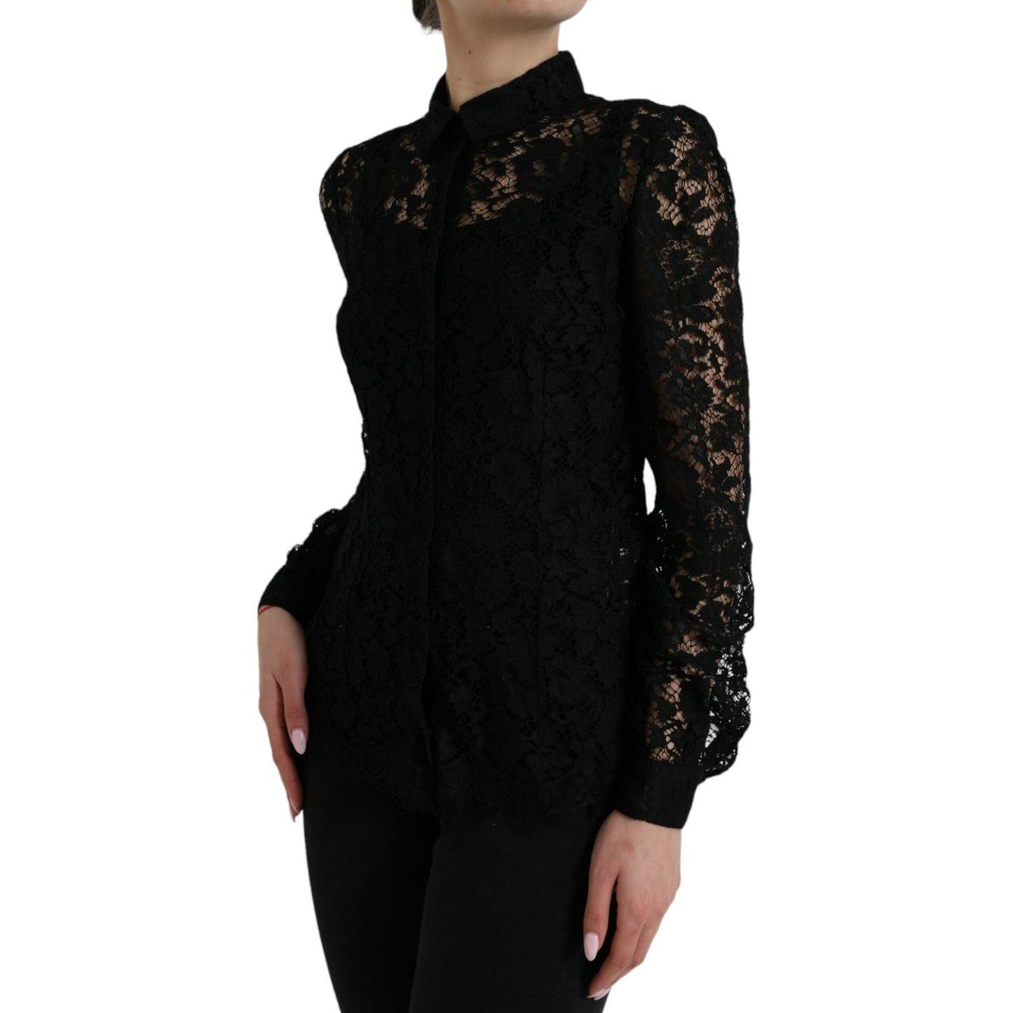 Dolce & Gabbana Elegant Floral Lace Blouse Top Dolce & Gabbana