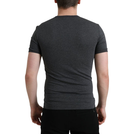 Dolce & Gabbana Elegant Dark Gray Crew Neck Tee Dolce & Gabbana