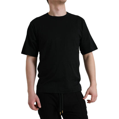 Dolce & Gabbana Black Logo Embossed Crew Neck Short Sleeves T-shirt