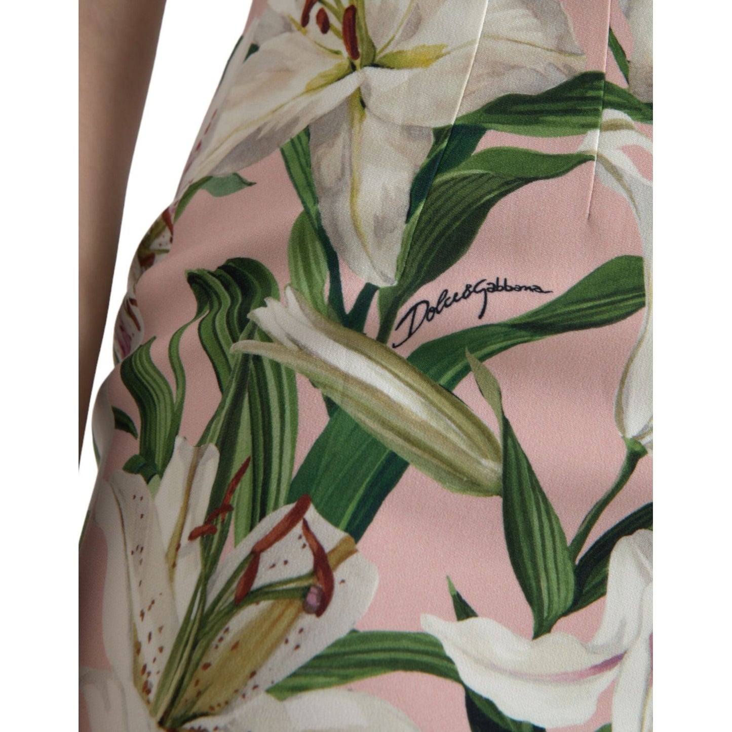 Dolce & Gabbana Elegant Pink Lily Print Sheath Dress Dolce & Gabbana