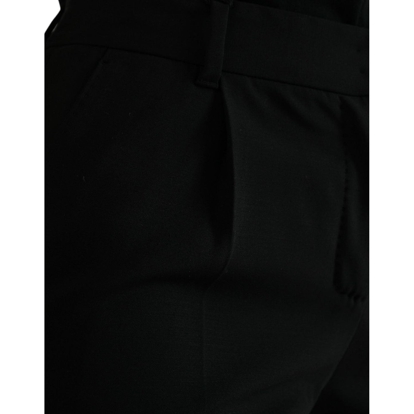 Dolce & Gabbana Black Wool Mid Waist Tapered Pants