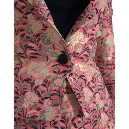 Dolce & Gabbana Pink Floral Jacquard Slim Fit 2 Piece Suit