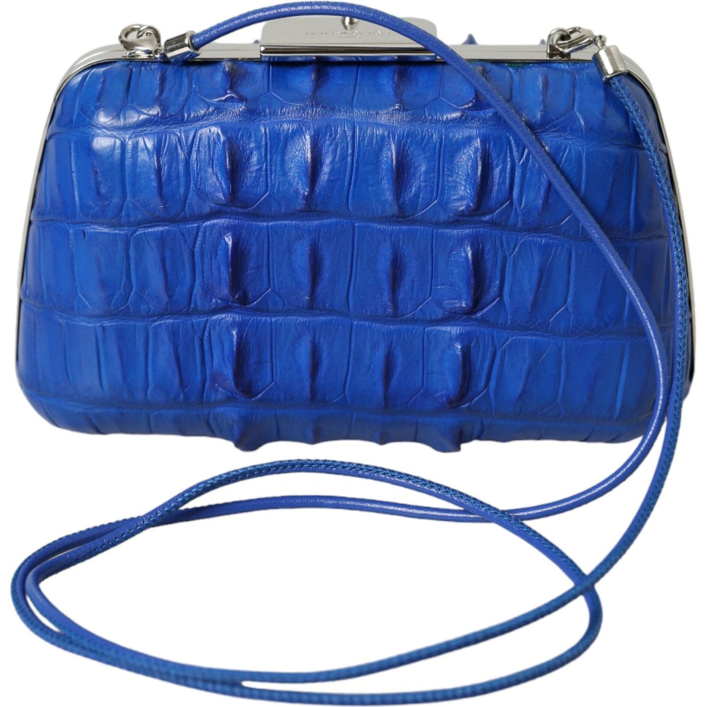 Balenciaga Blue Exotic Skin Leather Shoulder Crossbody Box Clutch Bag