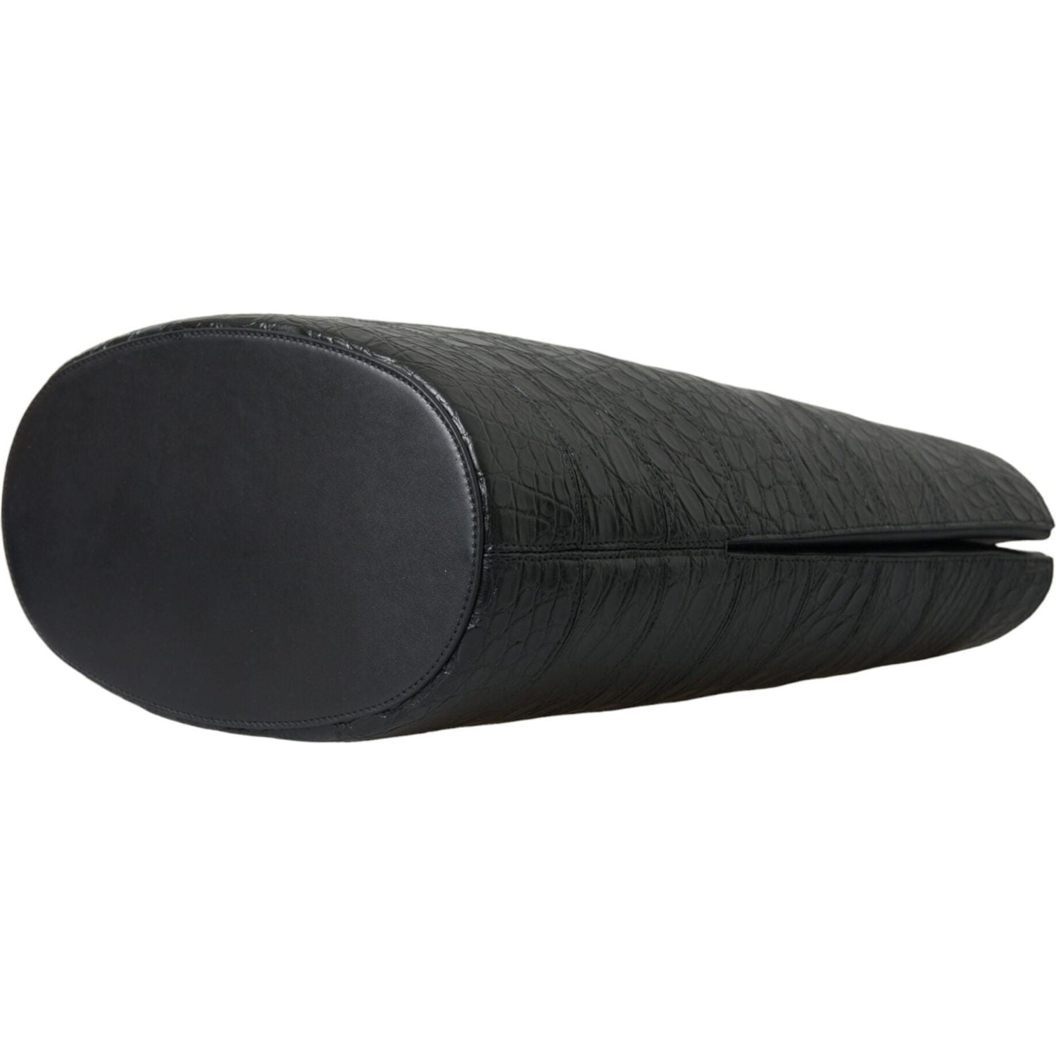 优雅黑色鳄鱼皮大号水桶包