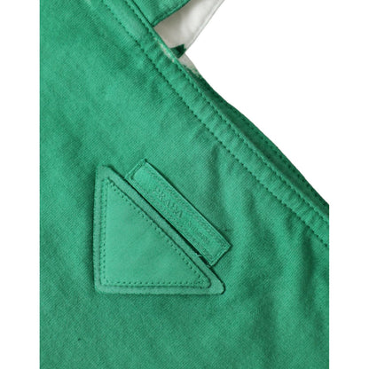 Prada Green Jersey Fabric Logo Shoulder Shopping Tote Shopping Bag