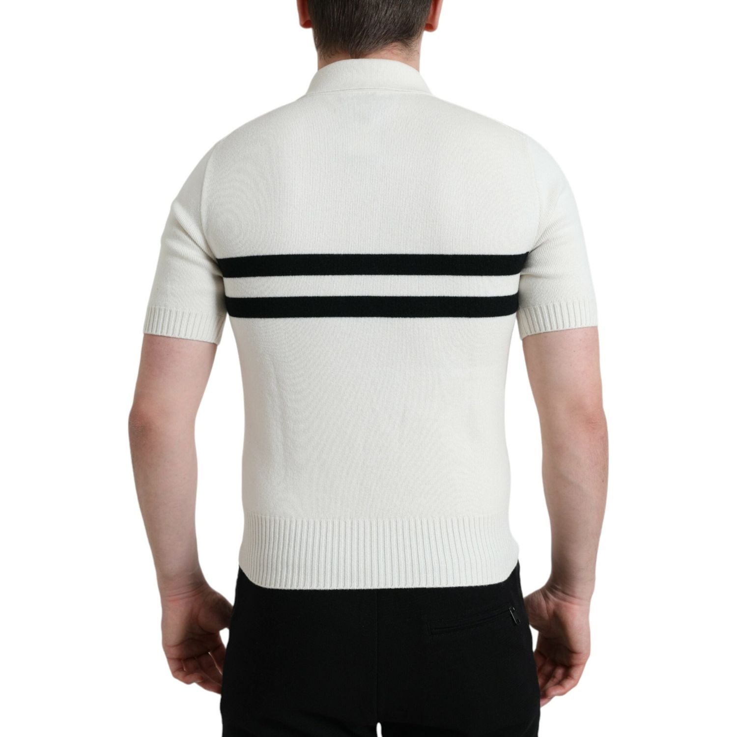 白色 DG 徽标领亨利衫 T 恤