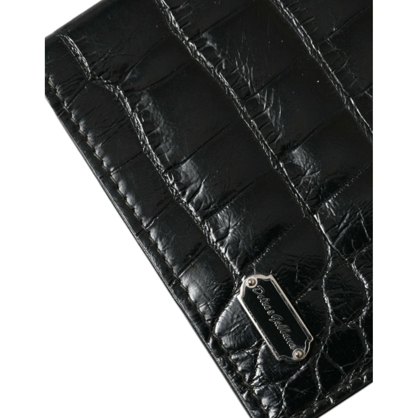 Dolce & Gabbana Black Exotic Skin Leather Long Bifold Passport Holder Dolce & Gabbana