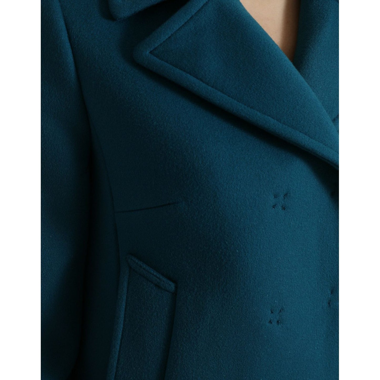 Dolce & Gabbana Blue Trench Wool Cashmere Short Coat Jacket Dolce & Gabbana