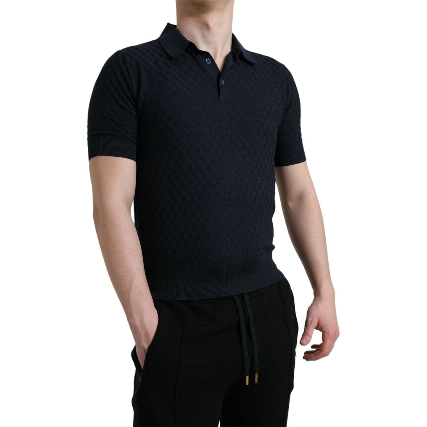 Dolce & Gabbana Dark Blue Collared Short Sleeve Polo T-shirt Dolce & Gabbana