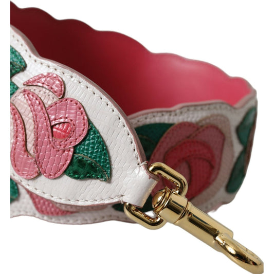 Dolce & Gabbana White Floral Leather Accessory Shoulder Strap Dolce & Gabbana